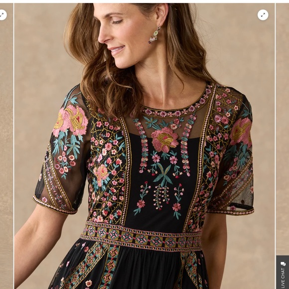 Sundance Black Floral Embroidered Midi Dress - Picture 7 of 9